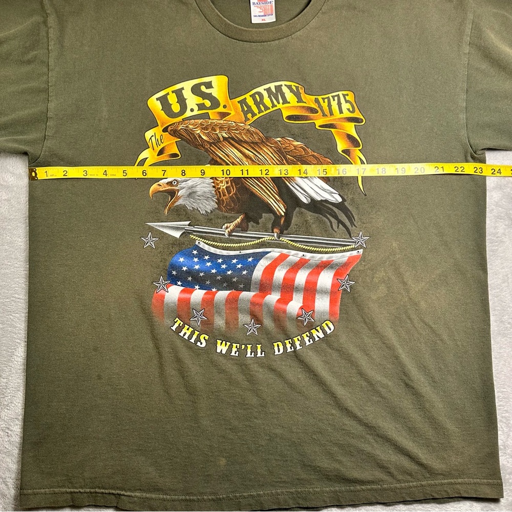 U.S. Army “This We’ll Defend” XL Green Military Tee Made in USA - Picture 3 of 13